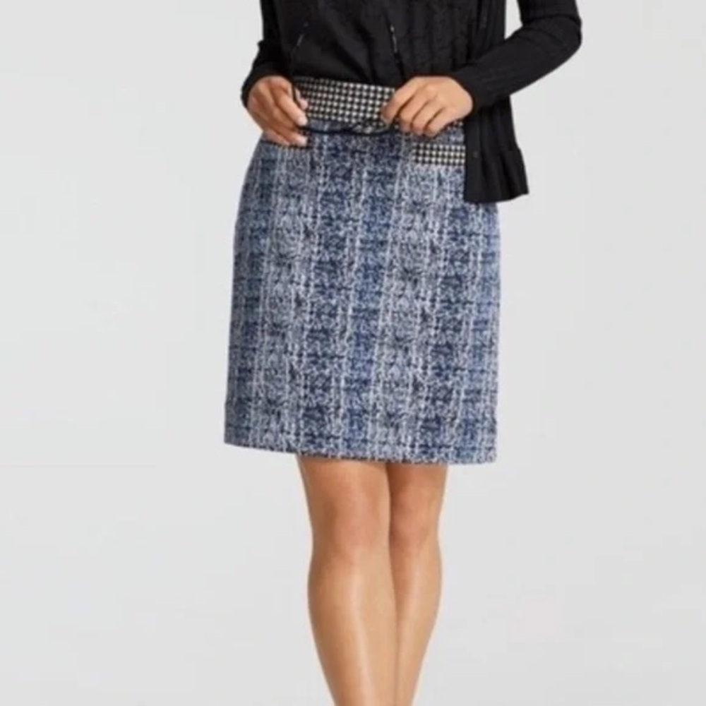 Cabi Renia Club 21 Blue Matrix Tweed A Line Skirt #5320